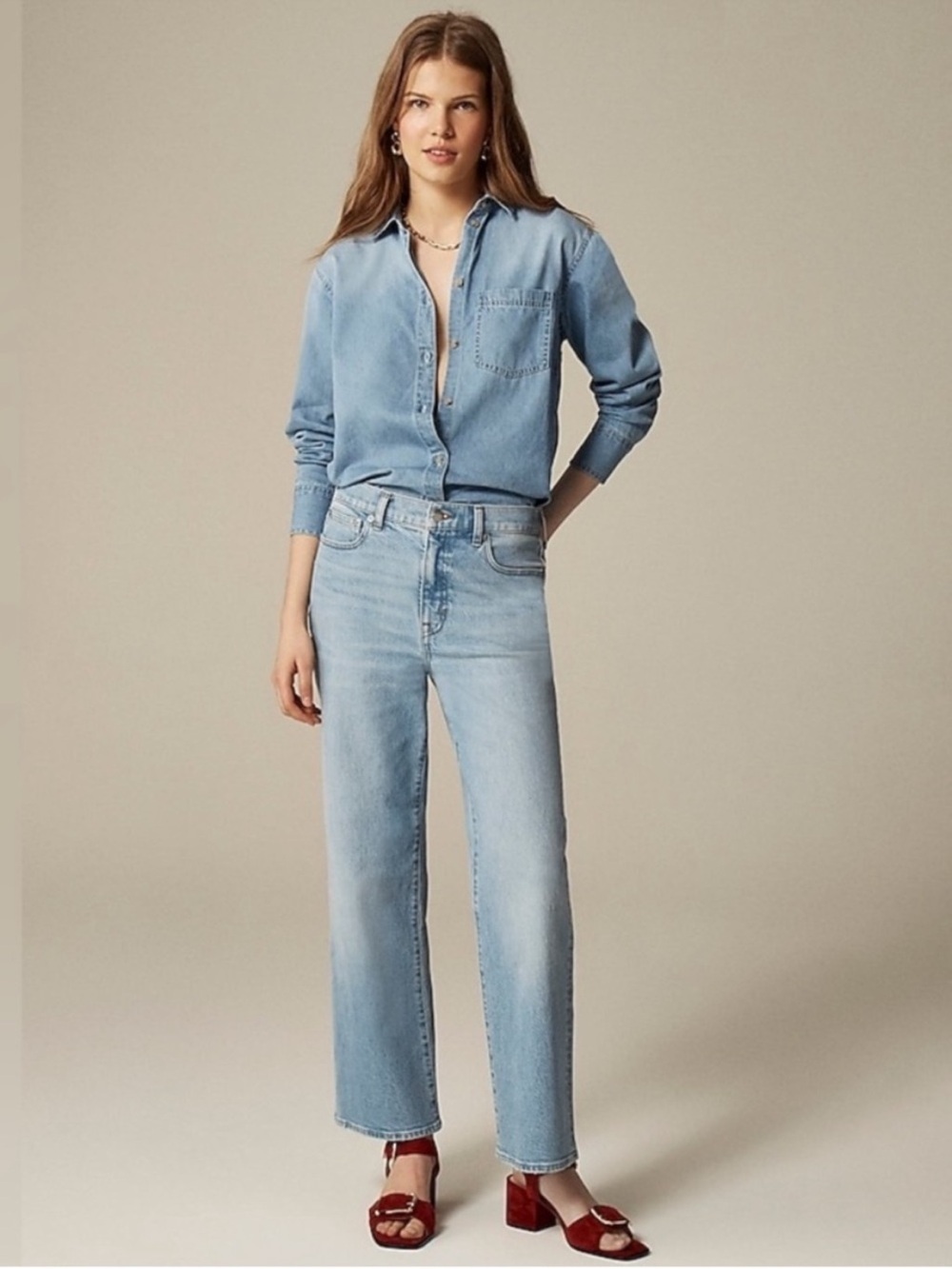 J. Crew Slim Wide Leg Jeans Blue Size 27 Petite